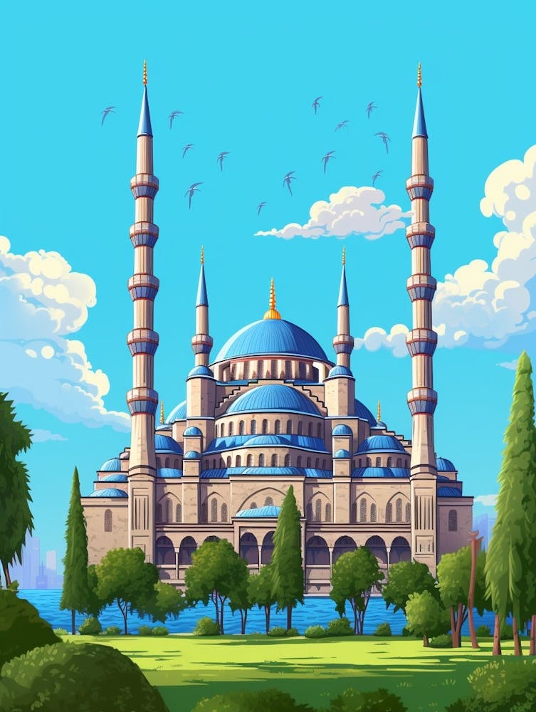 Blue Mosque Sultan Ahmed Mosque Pixel Art 5