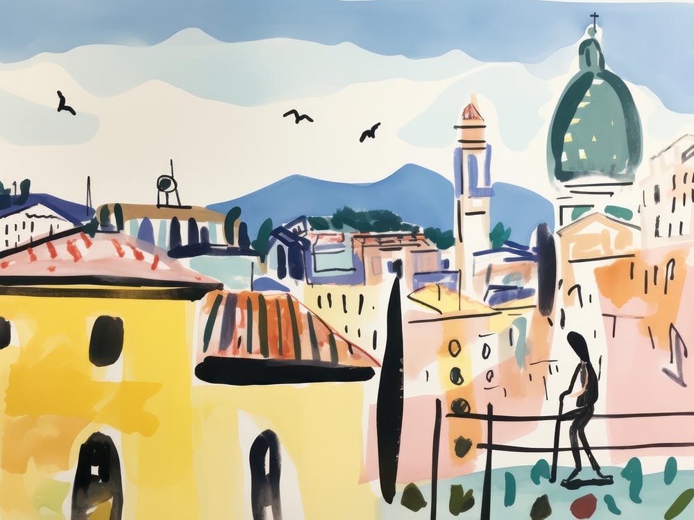 Turin Italy Cute Watercolour Illustration 2