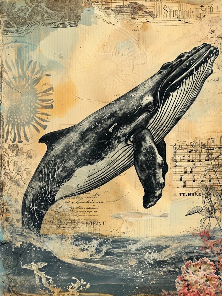 Vintage Whale Kitsch Collage 1