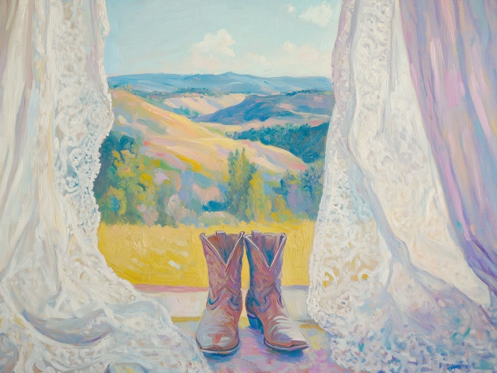 Cowboy Boots At Mountain Painting