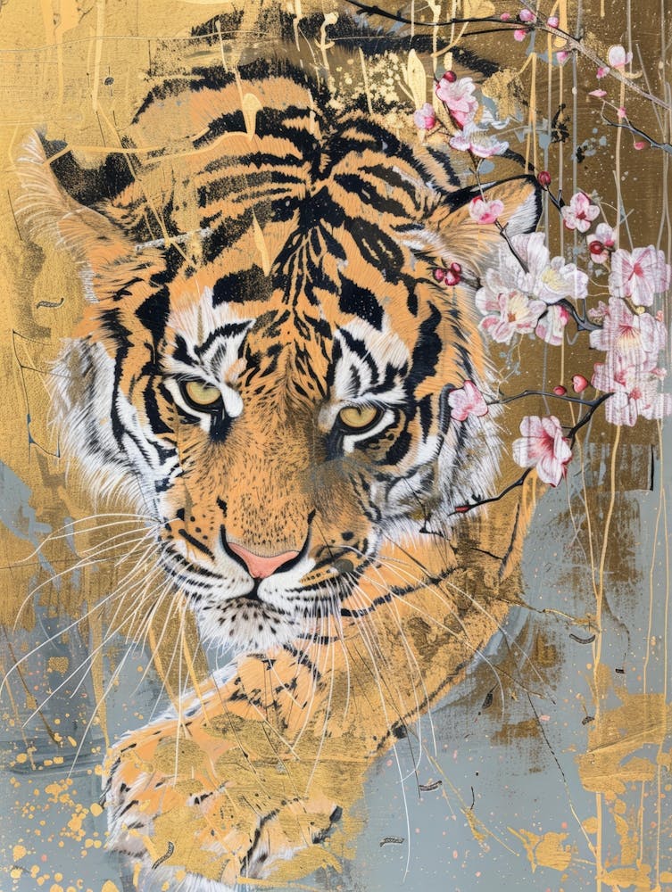 Tigre avec fleurs de cerisier 1