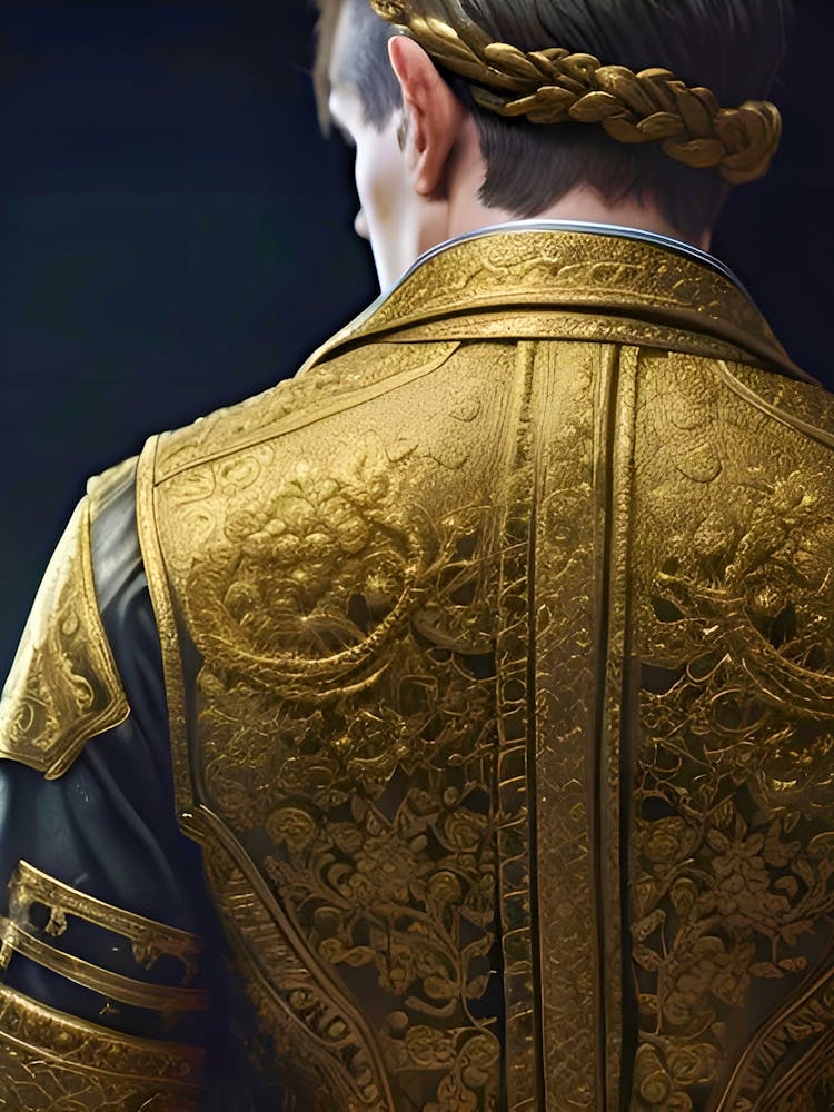 Back Of A Man In A Gold Jacket