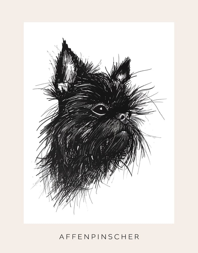 Affenpinscher Line Sketch 1 Poster