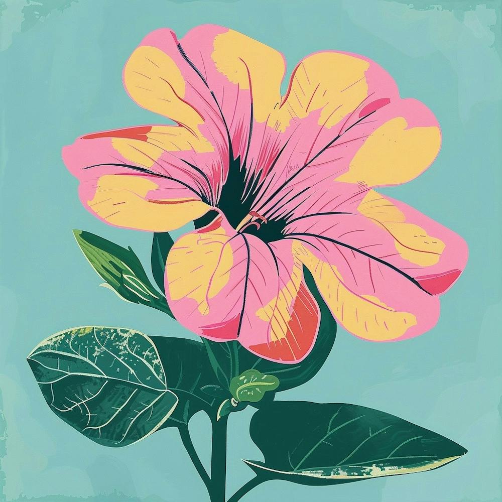 Petunia Square Flower Illustration