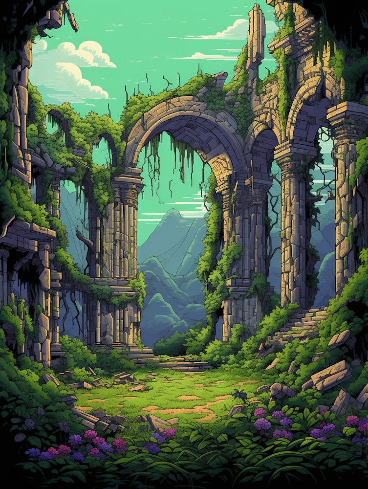 Ruins Landscape Pixel Art 4