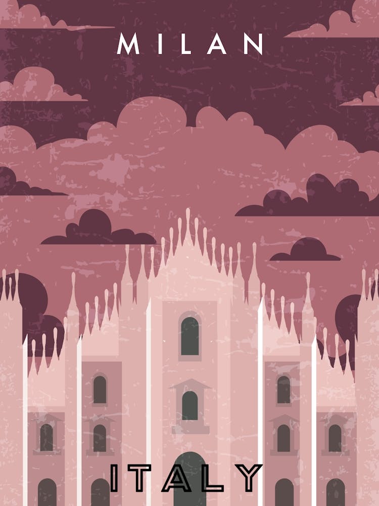 Milan, Italy — Retro travel minimalist poster