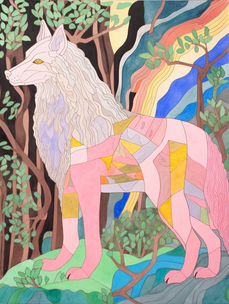 Maximalist Animal Painting Timber Wolf 5