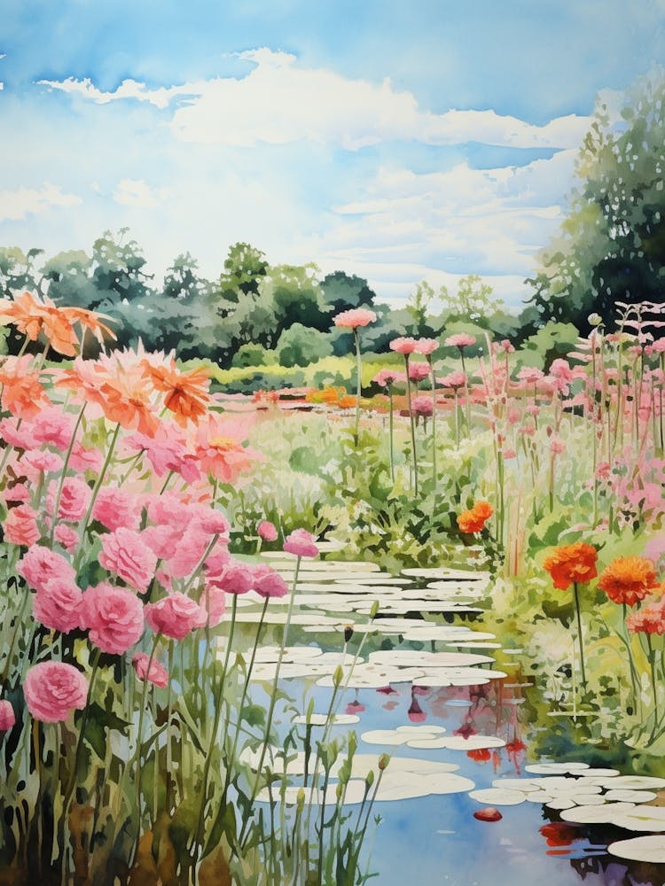 Monets Garden Usa Watercolour 3