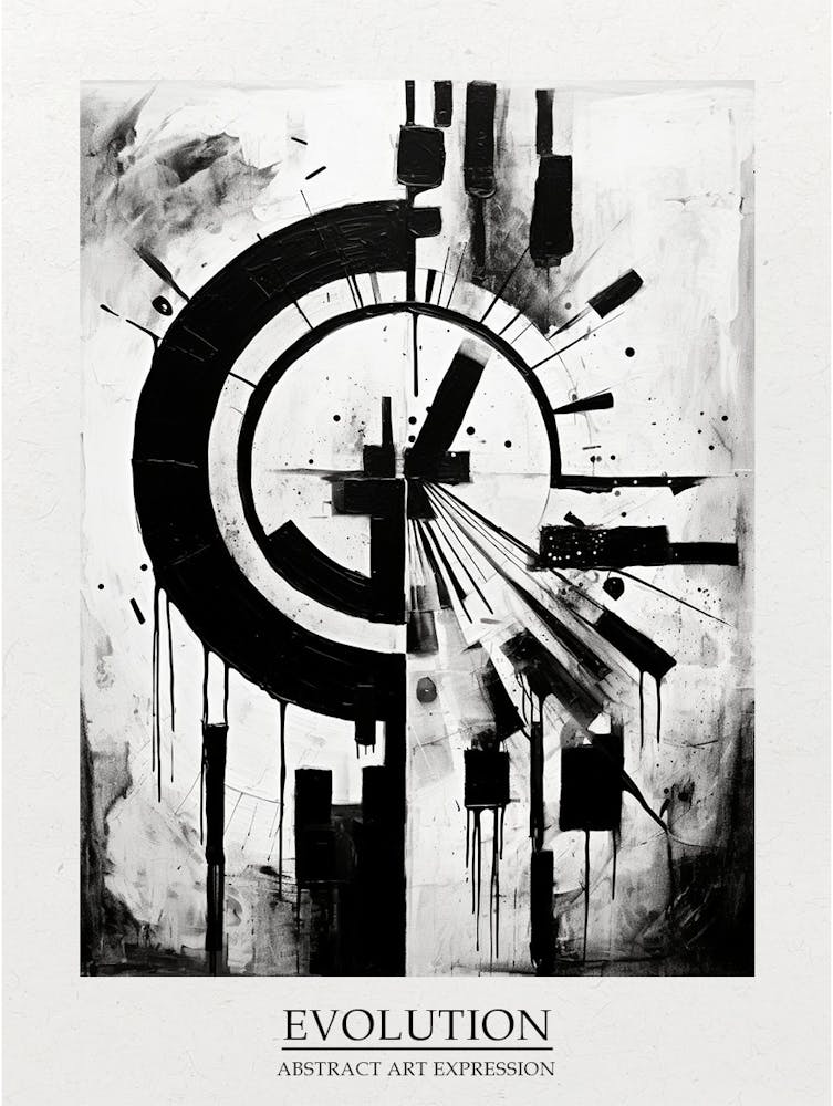 Evolution Abstract Black And White 2 Poster