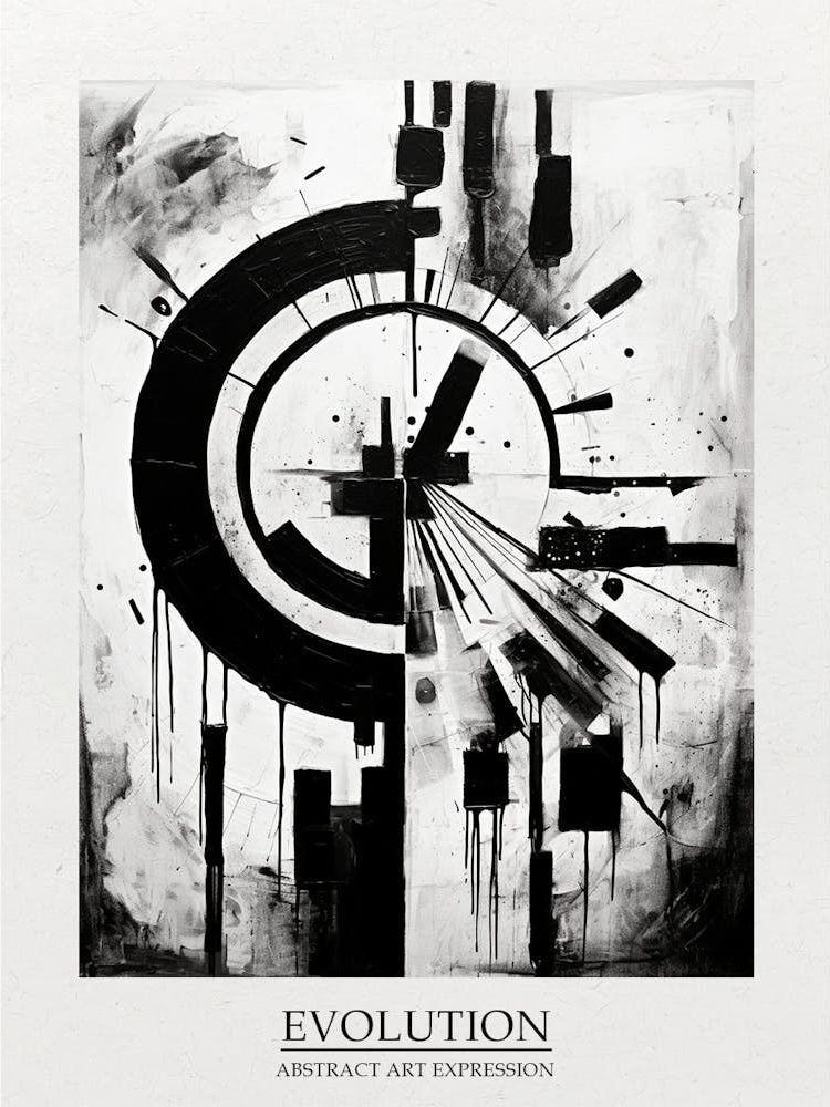Evolution Abstract Black And White 2 Poster