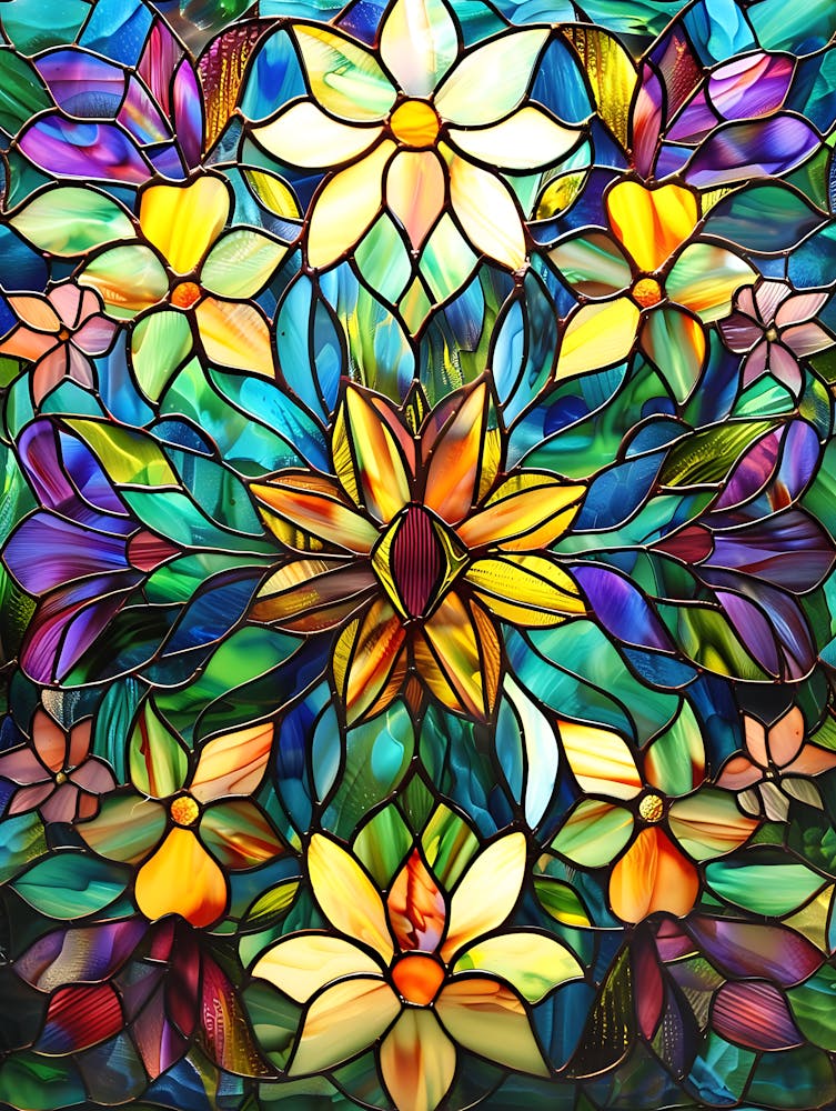 Colorful Stained Glass Flowers 22