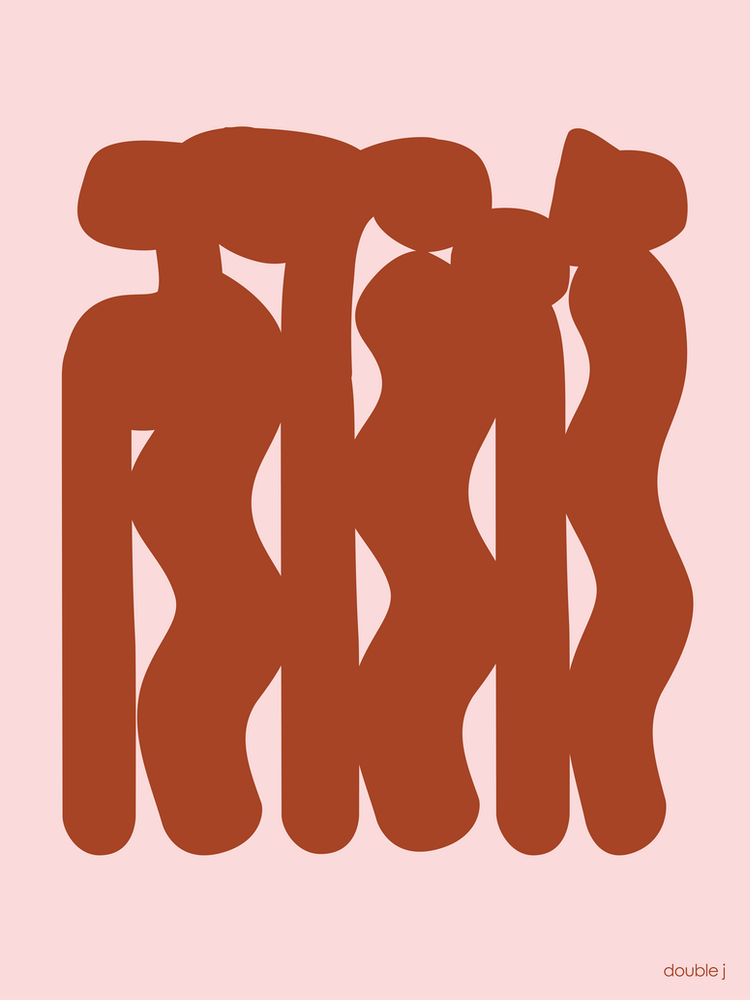 The Dance Maroon And Light Pink Abstract Minimalist