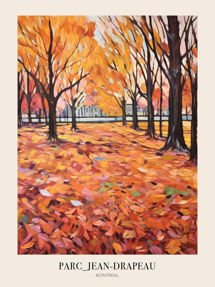 Autumn City Park Painting Parc Jean Drapeau Montreal Canada Poster