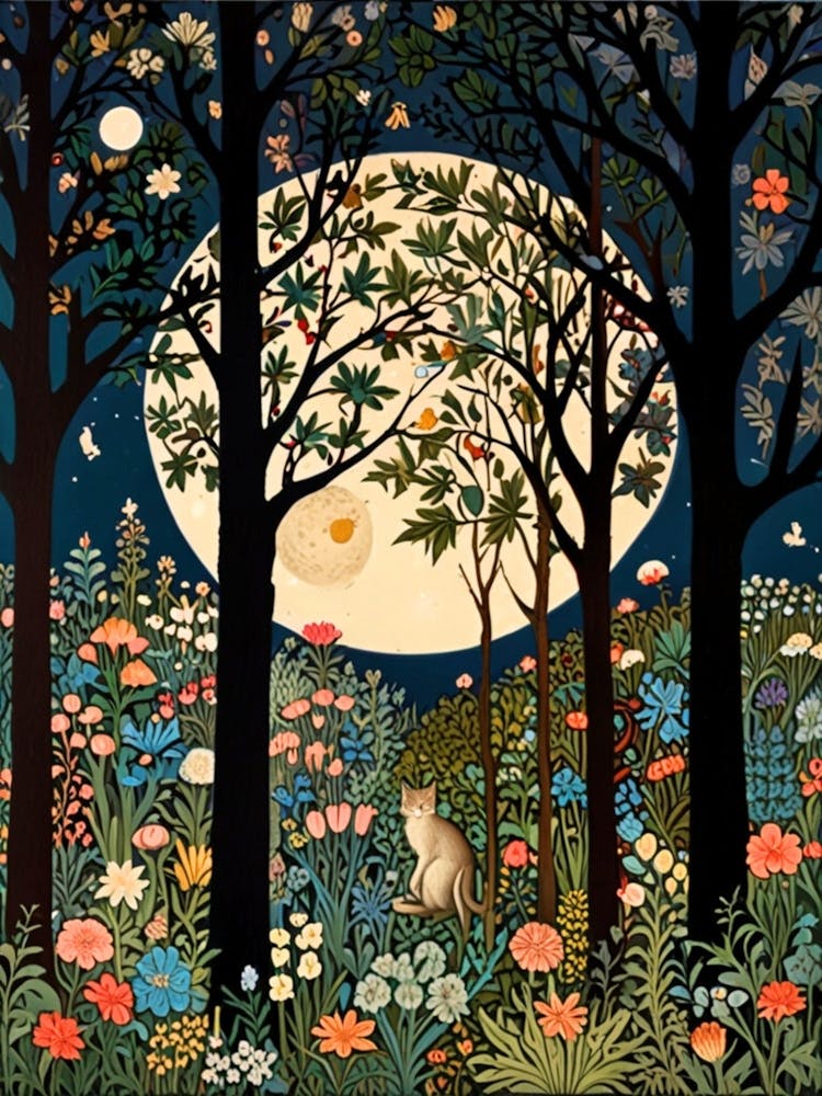William Morris Cat In The Forest 12