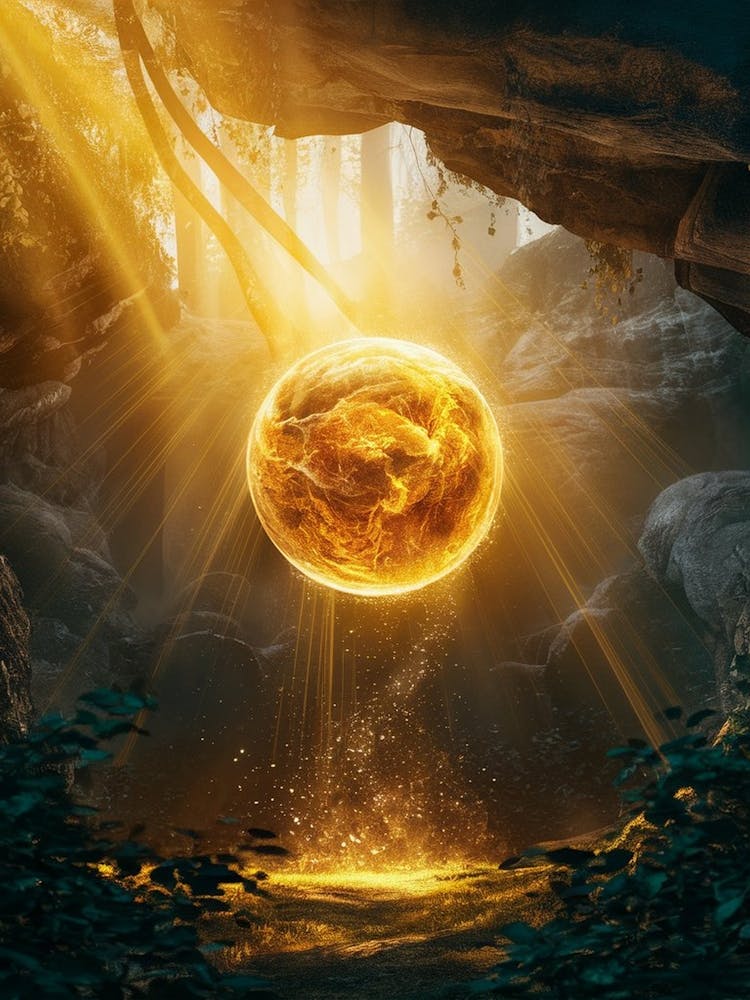 Golden Ball In A Cave