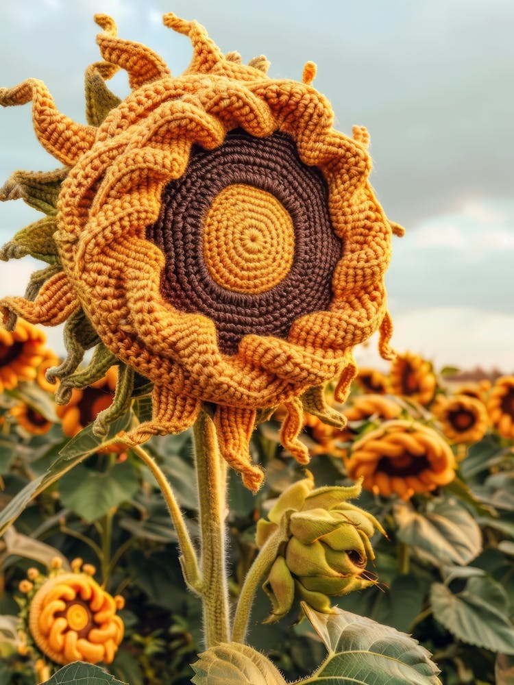 Sunflower Knitted In Crochet 3