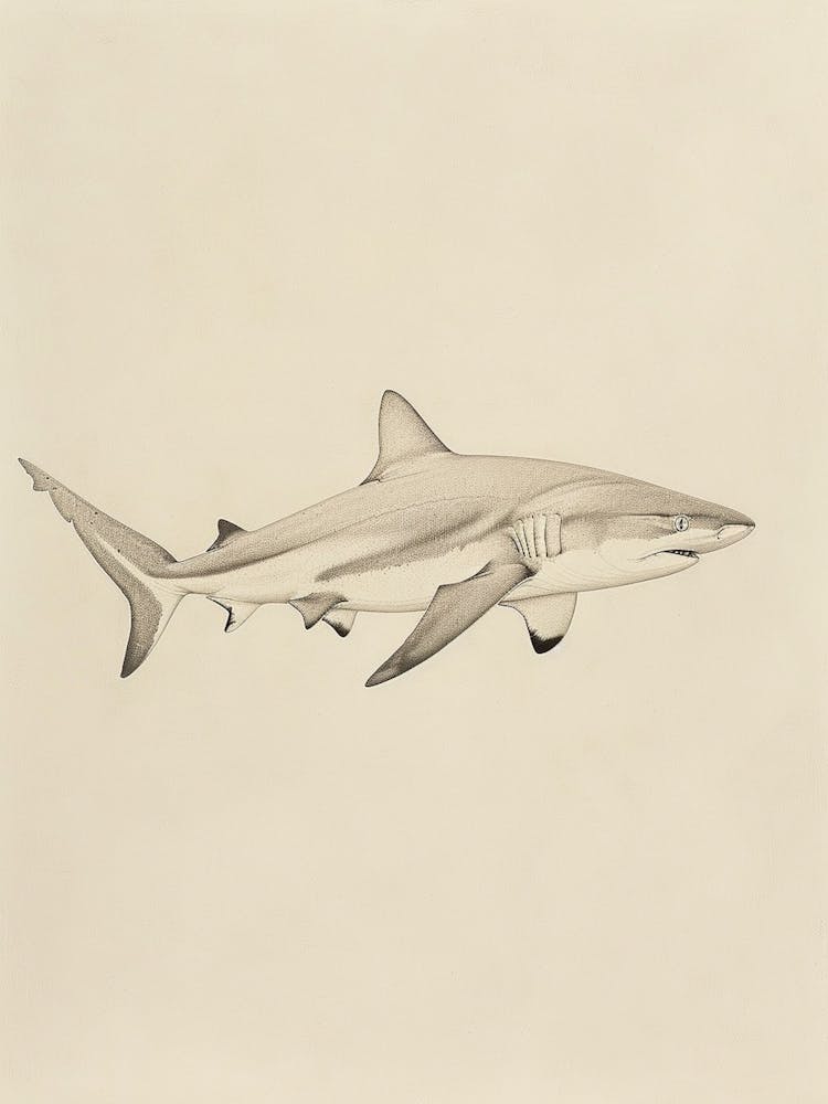 Vintage Nurse Shark Pencil Illustration 1