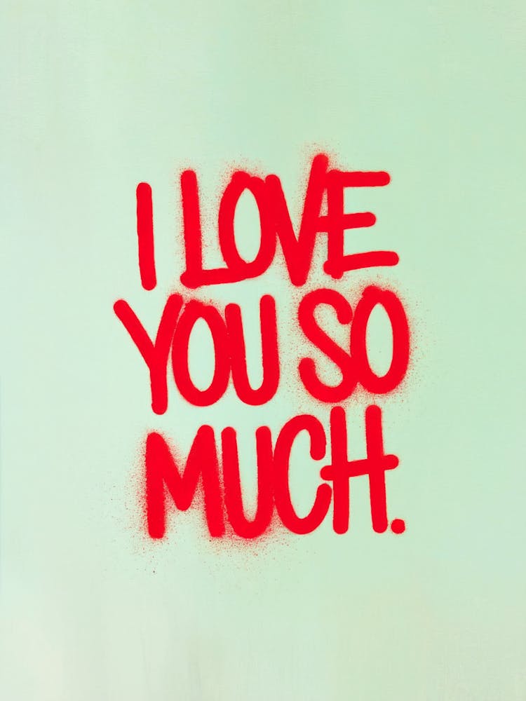 Red spray-painted message: I Love You So Much !