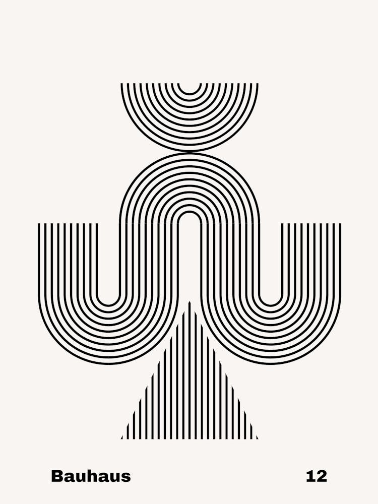 Geometric Bauhaus Poster B&W 12