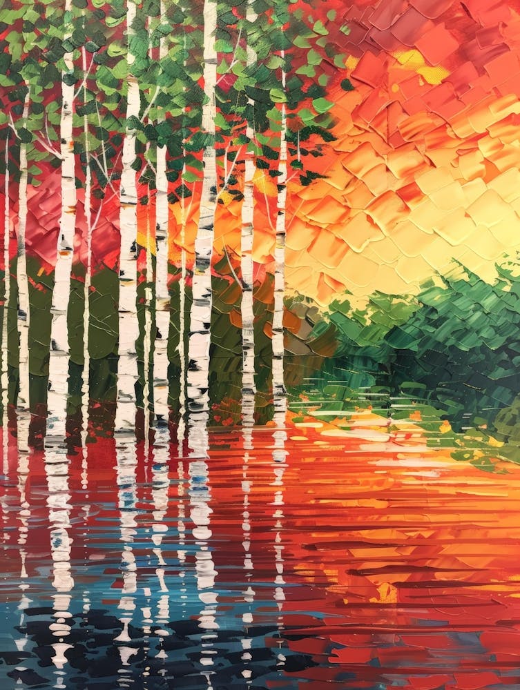 Sunset Birch Trees 2