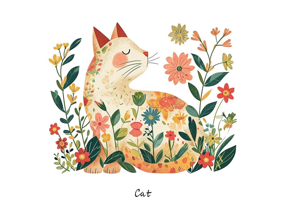 Little Floral Cat 3 Poster