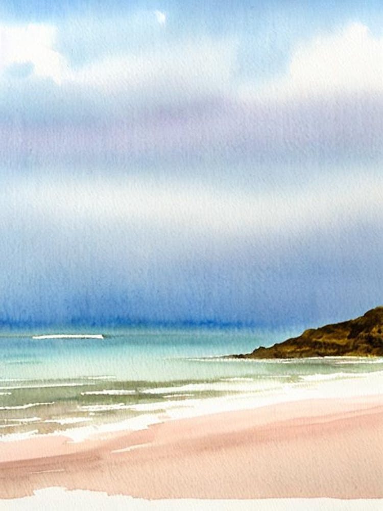 Barafundle Bay Beach 4, Pembrokeshire, Wales Watercolour