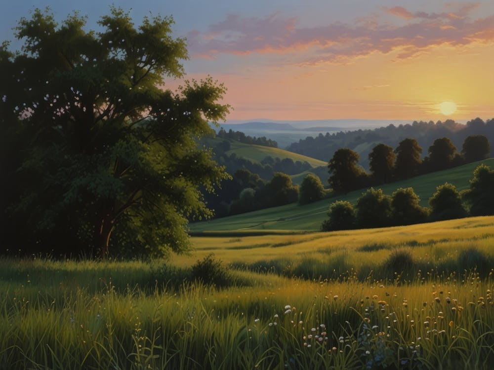 Sunset In The Meadow art 1