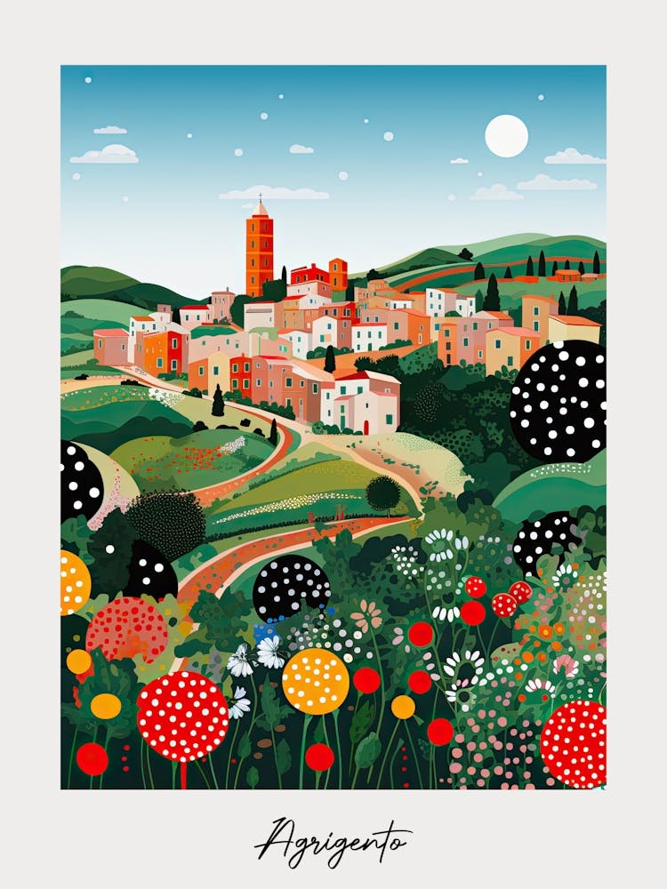 Poster Of Agrigento, Italy, Illustration In The Style Of Pop Art 1