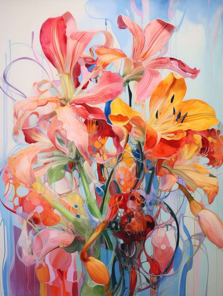 Abstract Flower Painting Gloriosa Lily 1