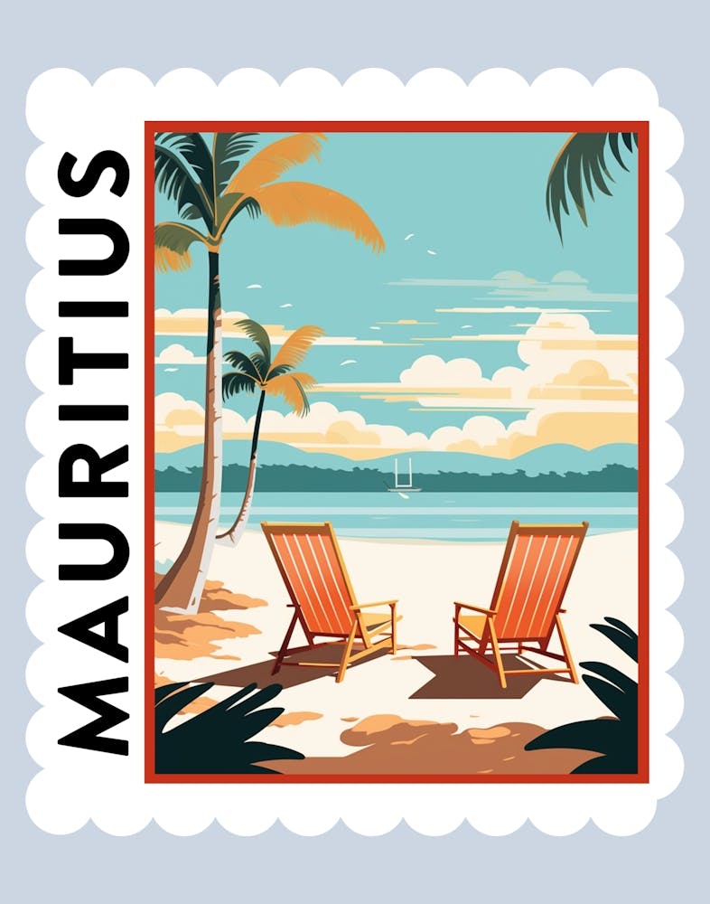 Mauritius 2 Travel Stamp Poster