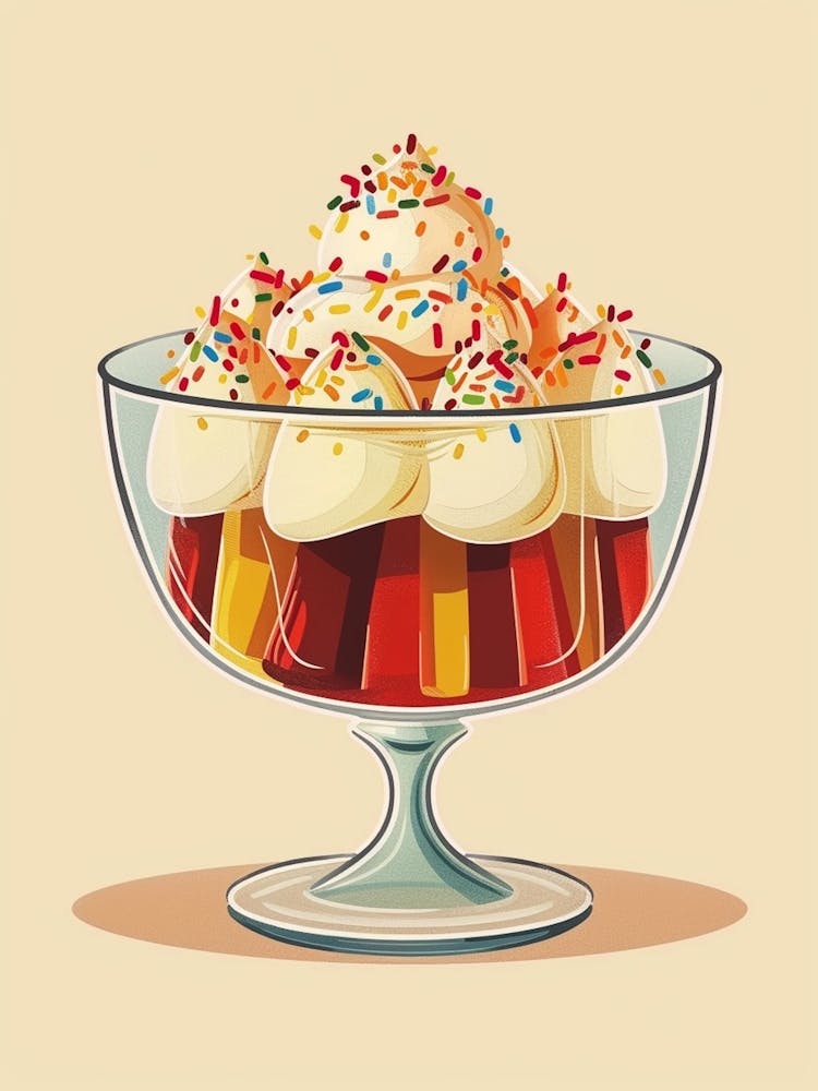 Trifle With Rainbow Sprinkles Beige Illustration 1