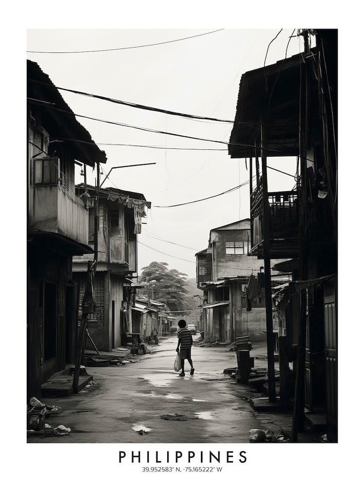 Poster Of Philippines, Black And White Analogue Photograph 2