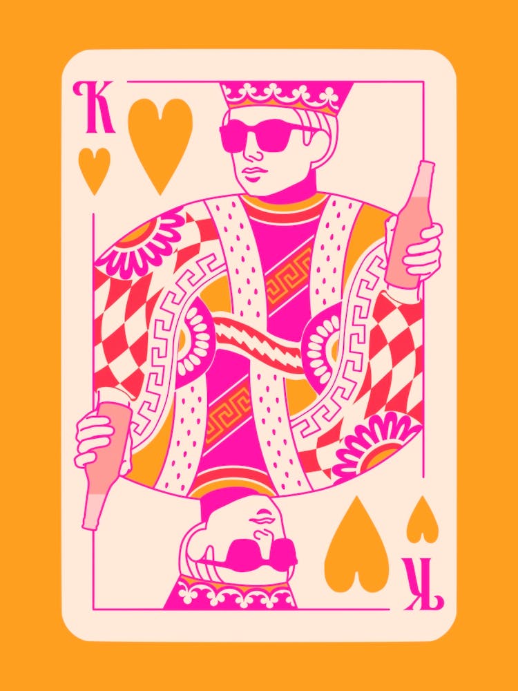 King Of Hearts Pink Orange