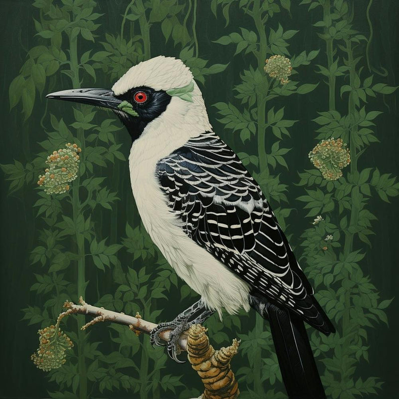 Ohara Koson Inspired Bird Painting Woodpecker 4 Square