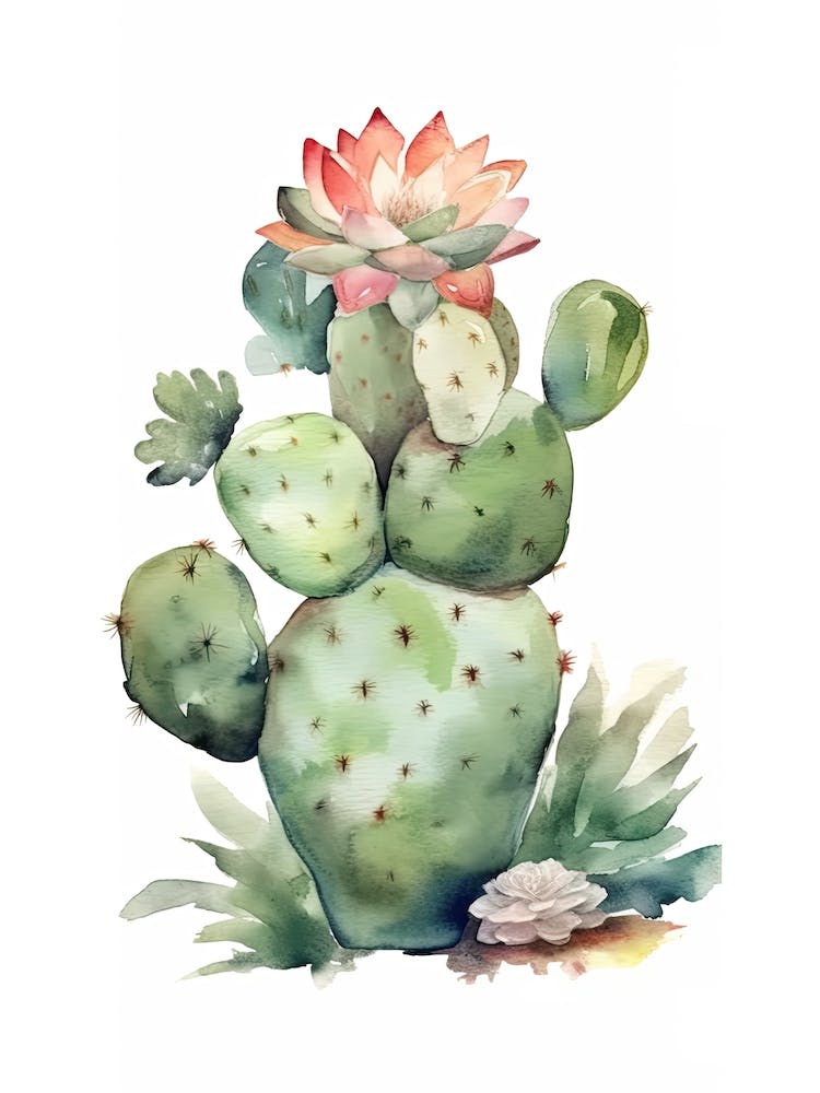 Totem Pole Cactus Watercolour Drawing 1