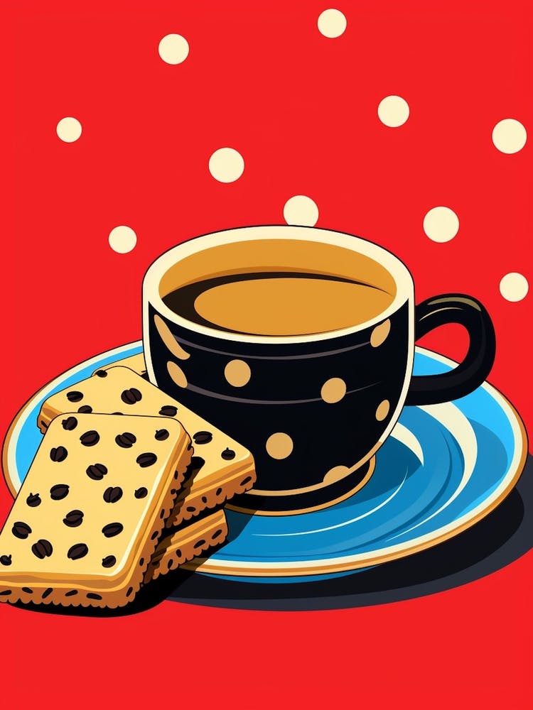 Cartoon Coffee & Biscuits Pop Art Inspired 1