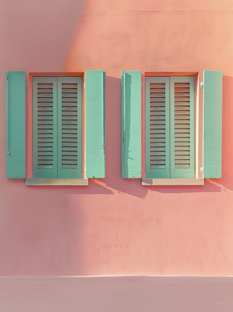 Shutters On A Pink Wall