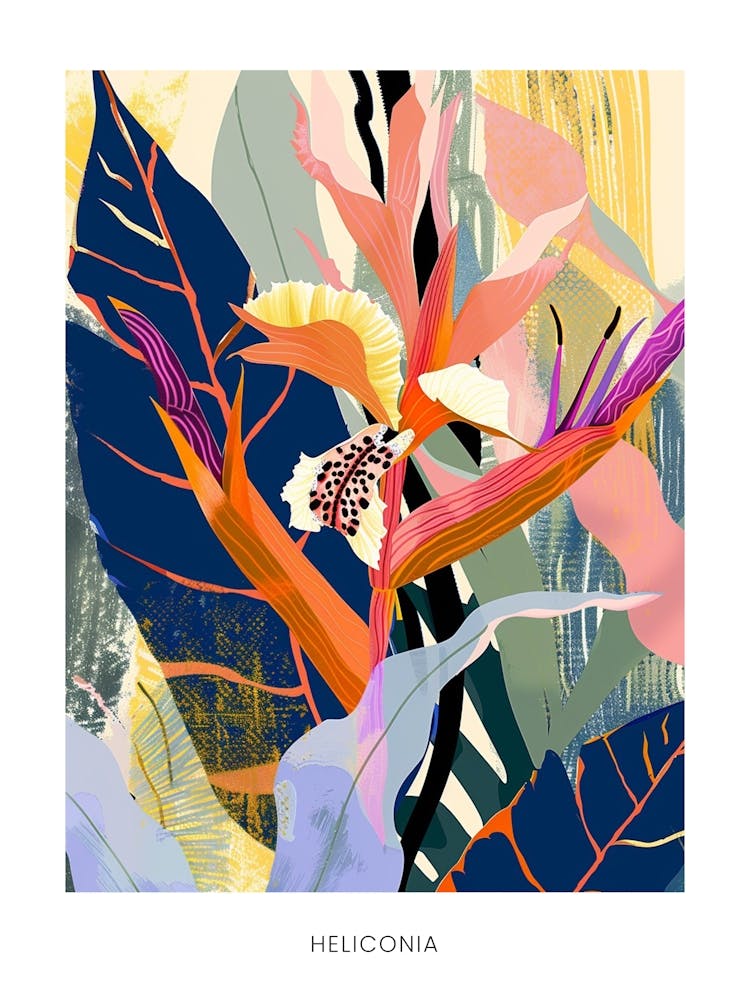 Colourful Flower Illustration Poster Heliconia 3