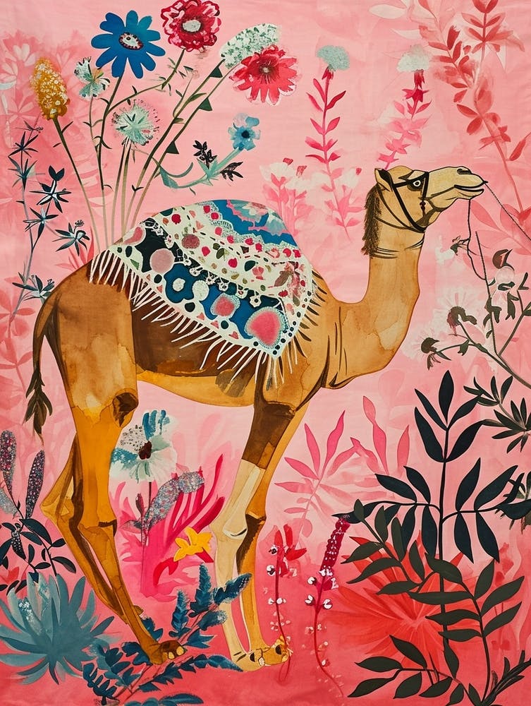 Floral Animal Painting Camel 1
