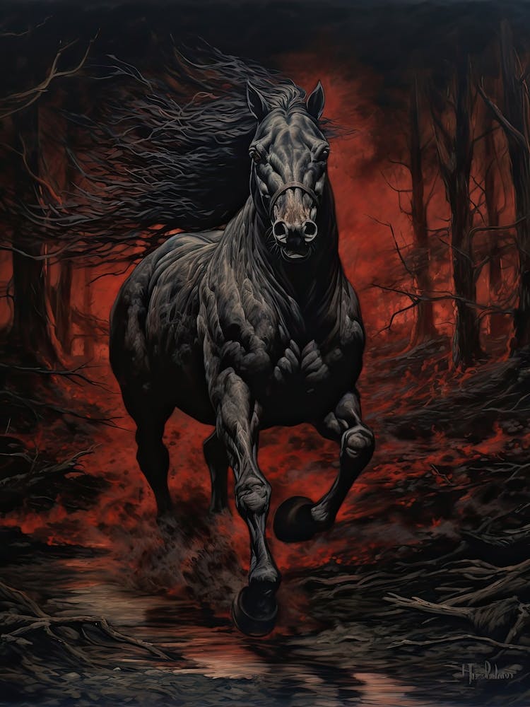 A Horse Painting In The Style Of Tenebrism 2