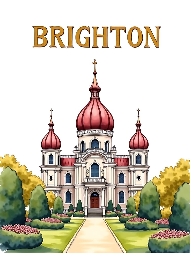 Brighton Watercolor Vintage Travel V 02