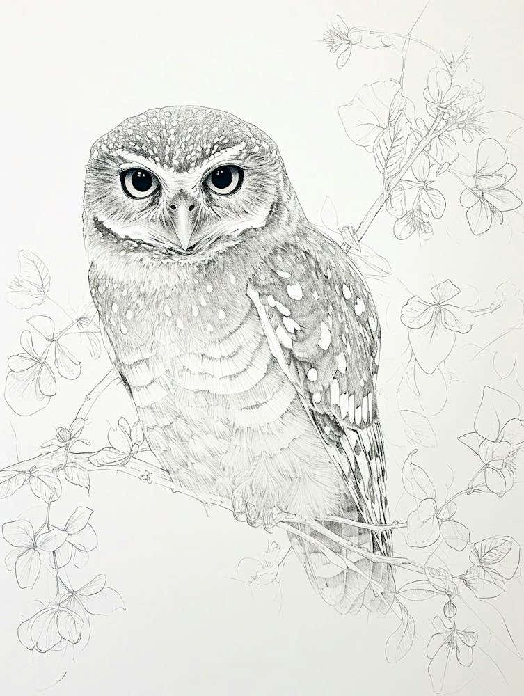 Northern Pygmy Owl Drawing 1