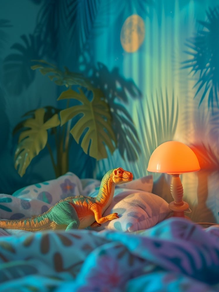 Toy Dinosaur In Bed Sleeping 2