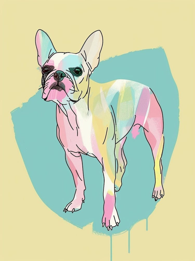 French Bulldog Watercolour Line Drawing