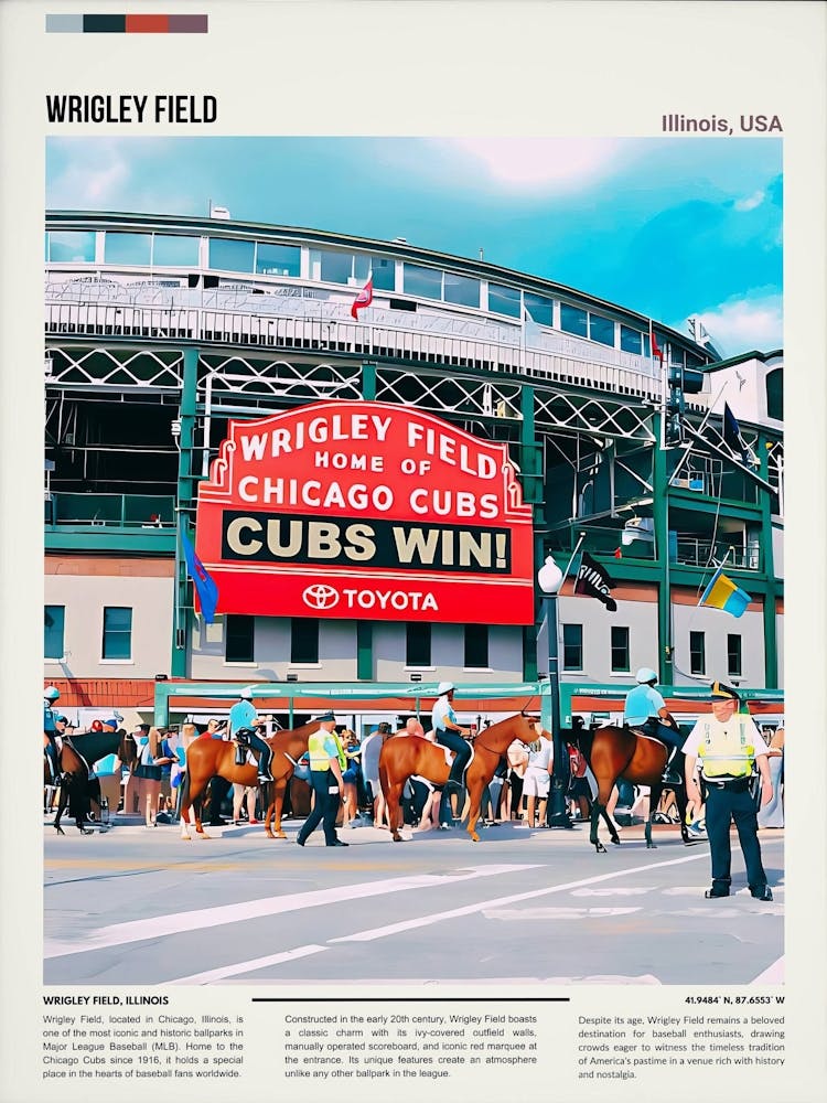 Wrigley Field Print Chicago Cubs Poster Wrigley Field Canvas Print Wrigley Field Art Wrigley Field Decor Chicago Cubs Picture Frame