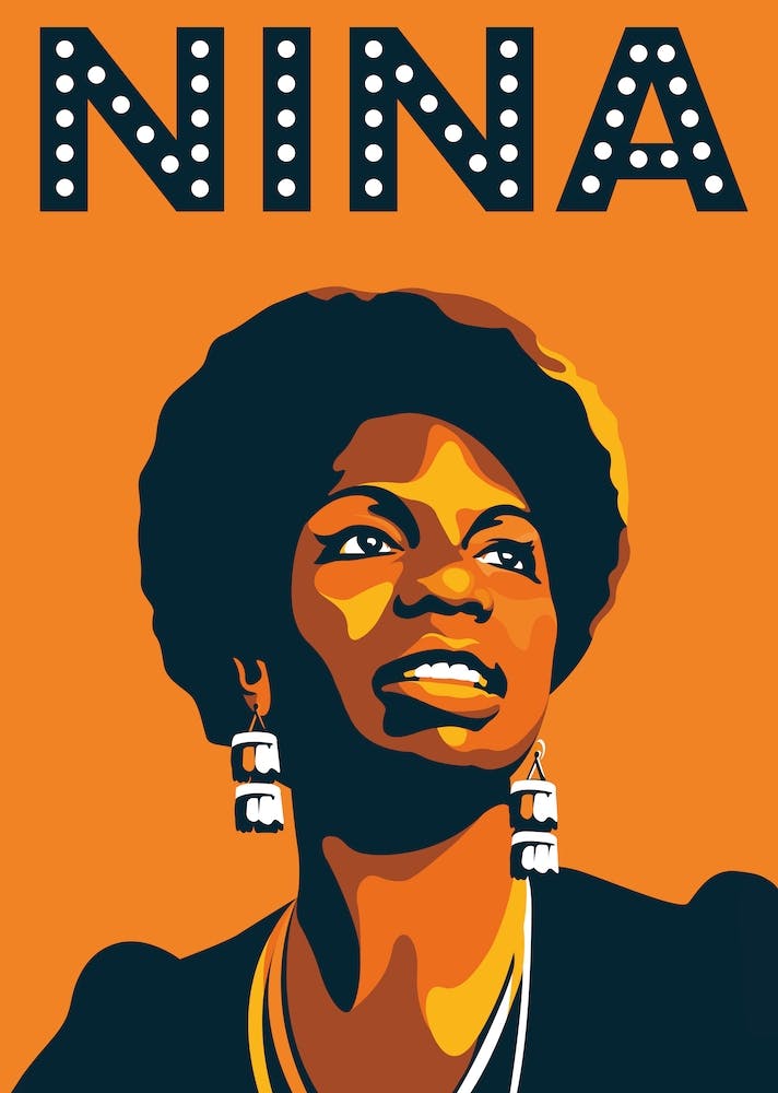 Nina Simone Jazz Icon Orange