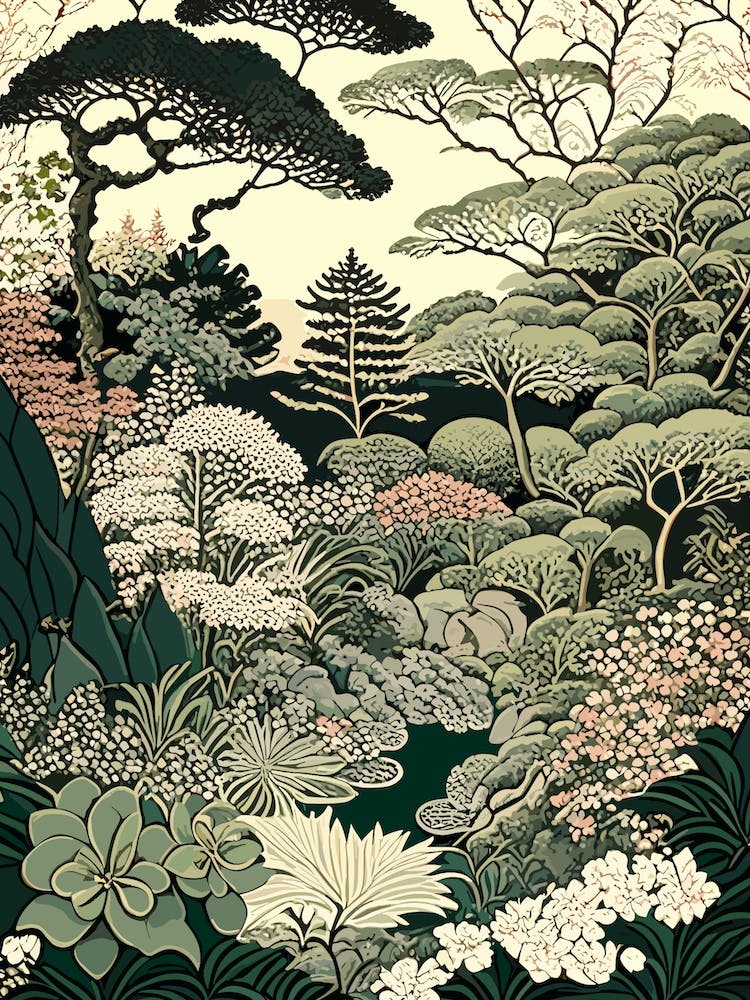 Portland Japanese Garden, Usa Vintage Botanical