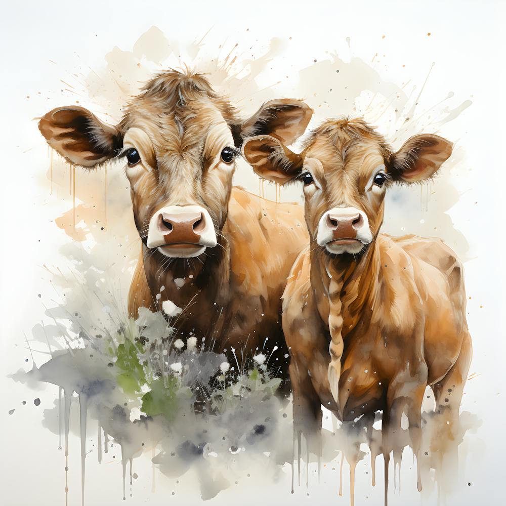 Rustikale Ruhe Aquarellkuh