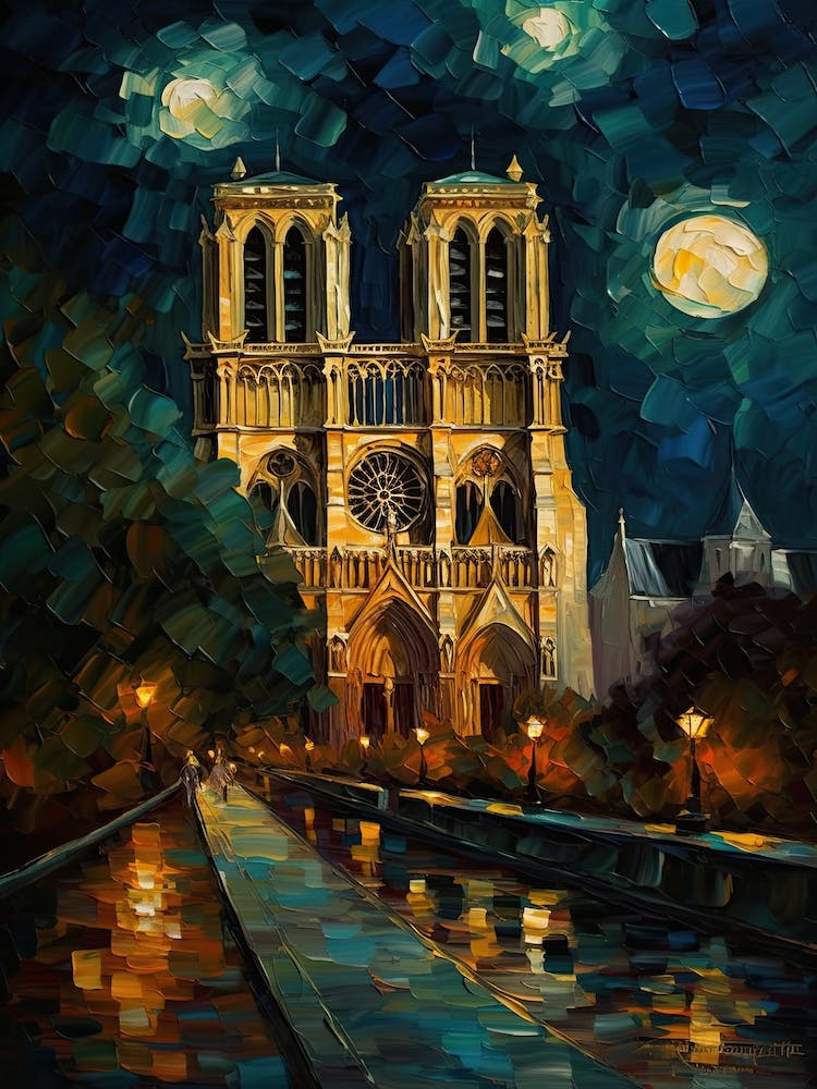Notre Dame Paris Frankreich Van Gogh Stil 4