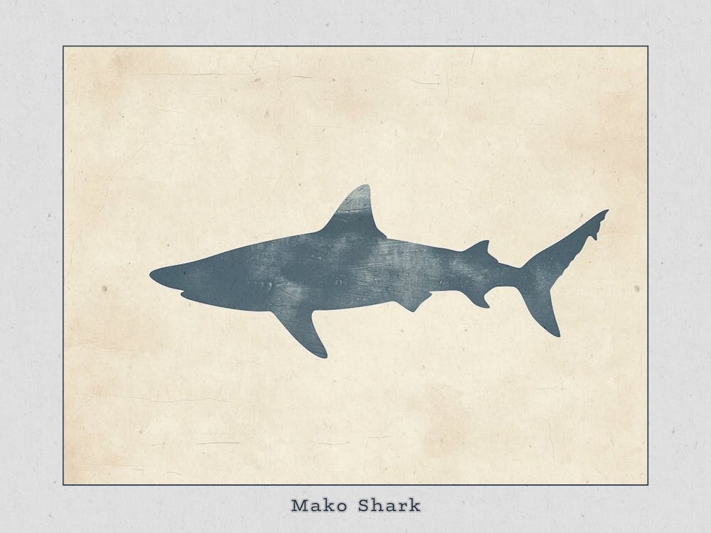 Mako Shark Grey Silhouette 2 Poster